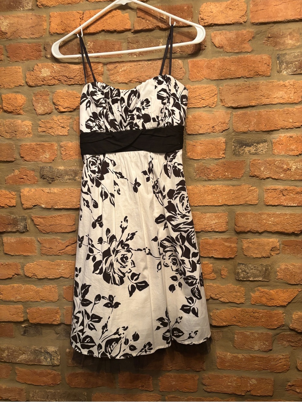 Ruby Rox Black and White Floral Strapless Dress